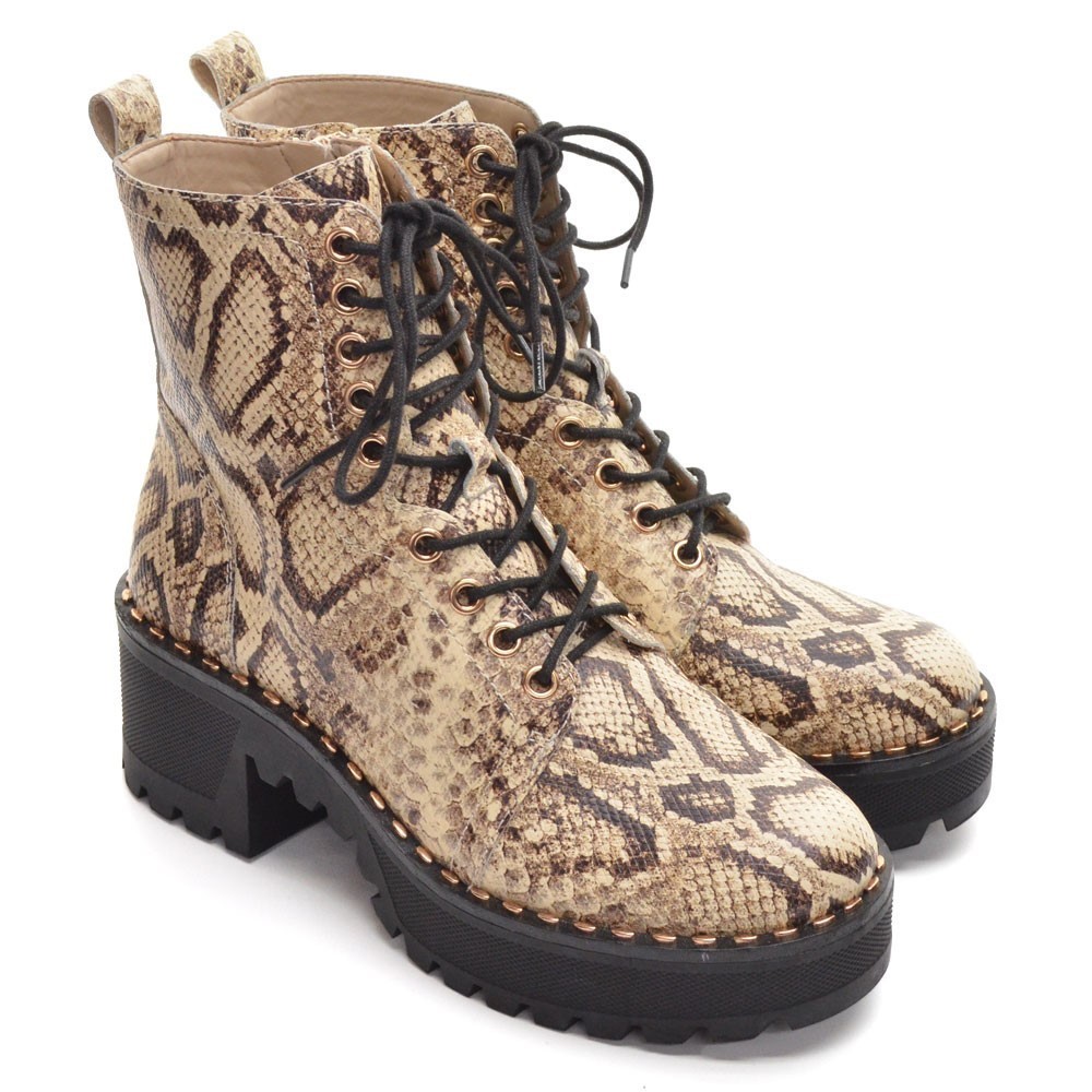Vince Camuto Mecale Python Print Combat Boots 7 M New